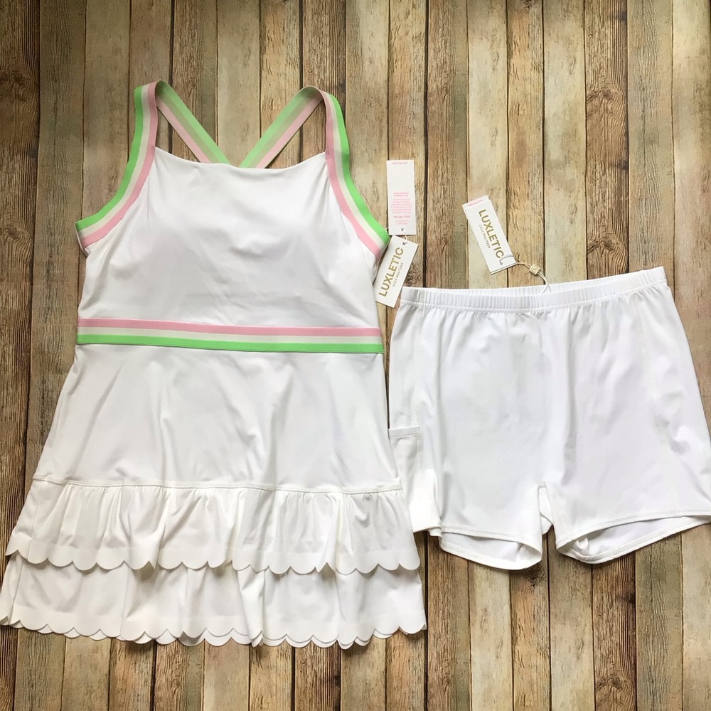 Lilly Pulitzer White Tank Dress with Pink and Green Trim